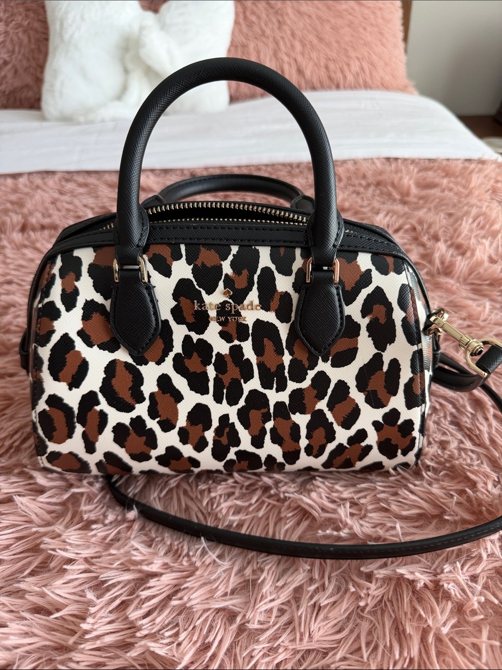 kate spade Leopard-Print Dome Satchel - Black, Brown & Cream